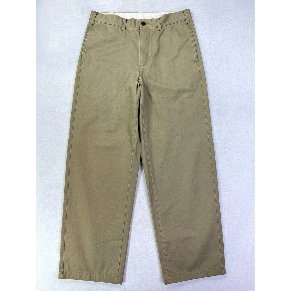 Uniqlo Straight Chino Trousers Relaxed Fit Pants Cotton Mens 32x30 Brown 479424